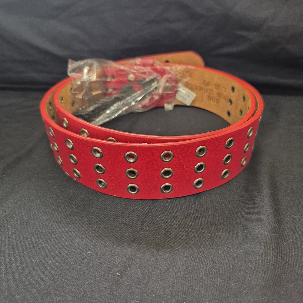 Stylish Red Eyelet Belt